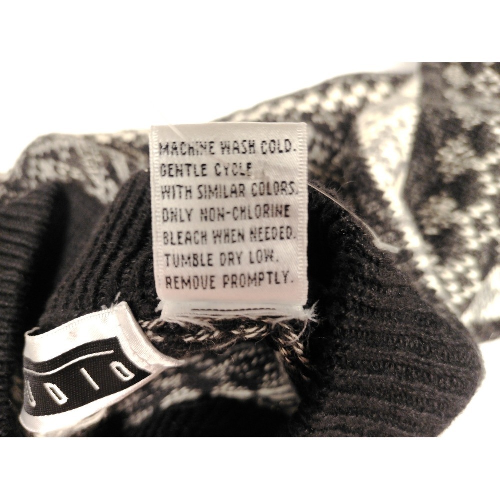 NWT Vintage Studio Mens Fair Isle Knit Sweater Black Gray Geometric Pattern L - Picture 4 of 7
